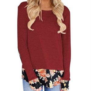 Red floral long sleeve shirt